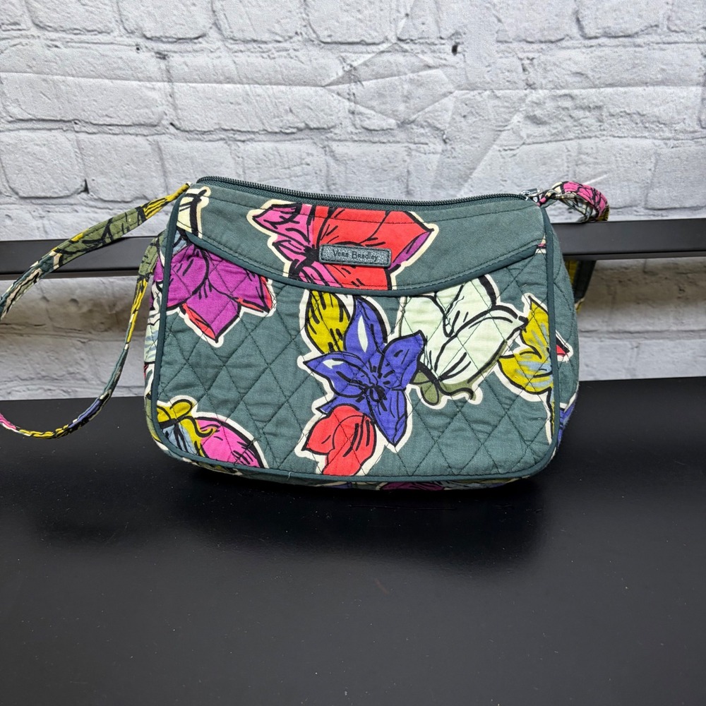 Vera Bradley Quilted Floral Crossbody Bag Green Pink Purple JQJ4800425
